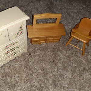 Vintage wooden doll furniture lot